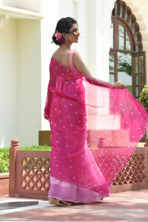 MULMUL AAIRA BARIK BANDHANI CHIFFON SAREE MULMUL AAIRA BARIK BANDHANI CHIFFON SAREE